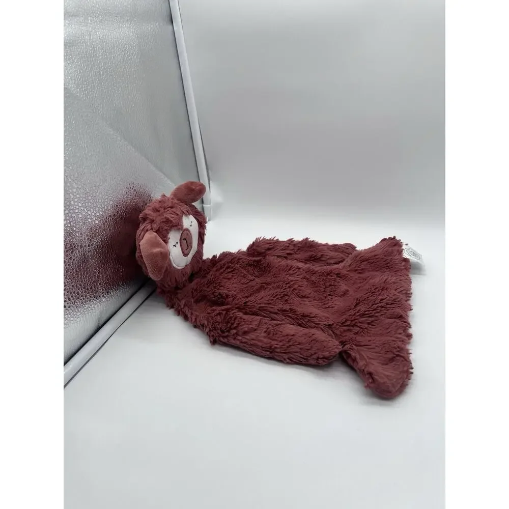 Slumberkins Snuggler Rust Brown Copper Alpaca Llama Lovey Blanket Sewn Eyes